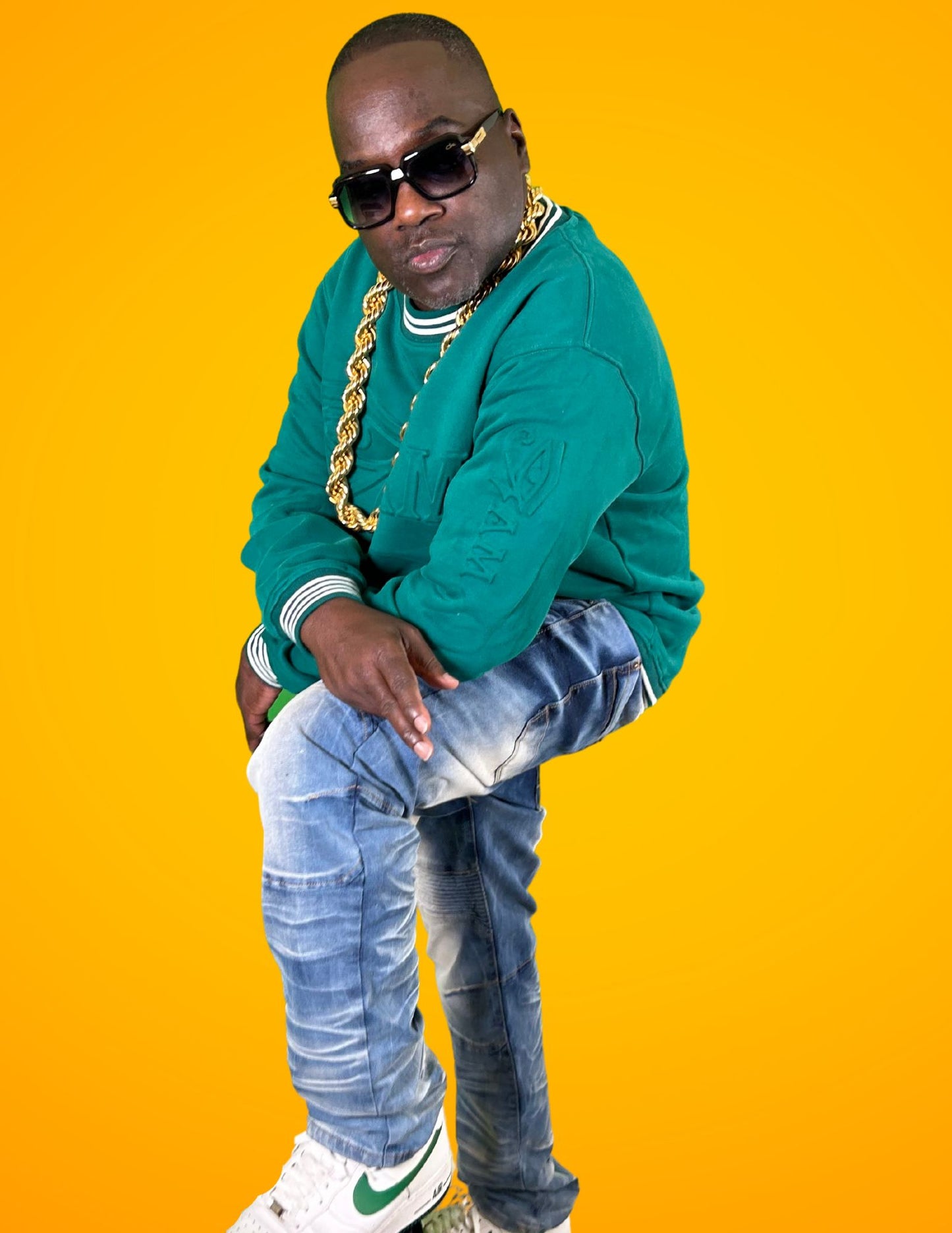 Clearance (Final Sale) Embossed Striped Crewneck: Eye Am Green (2XL & 3XL only)