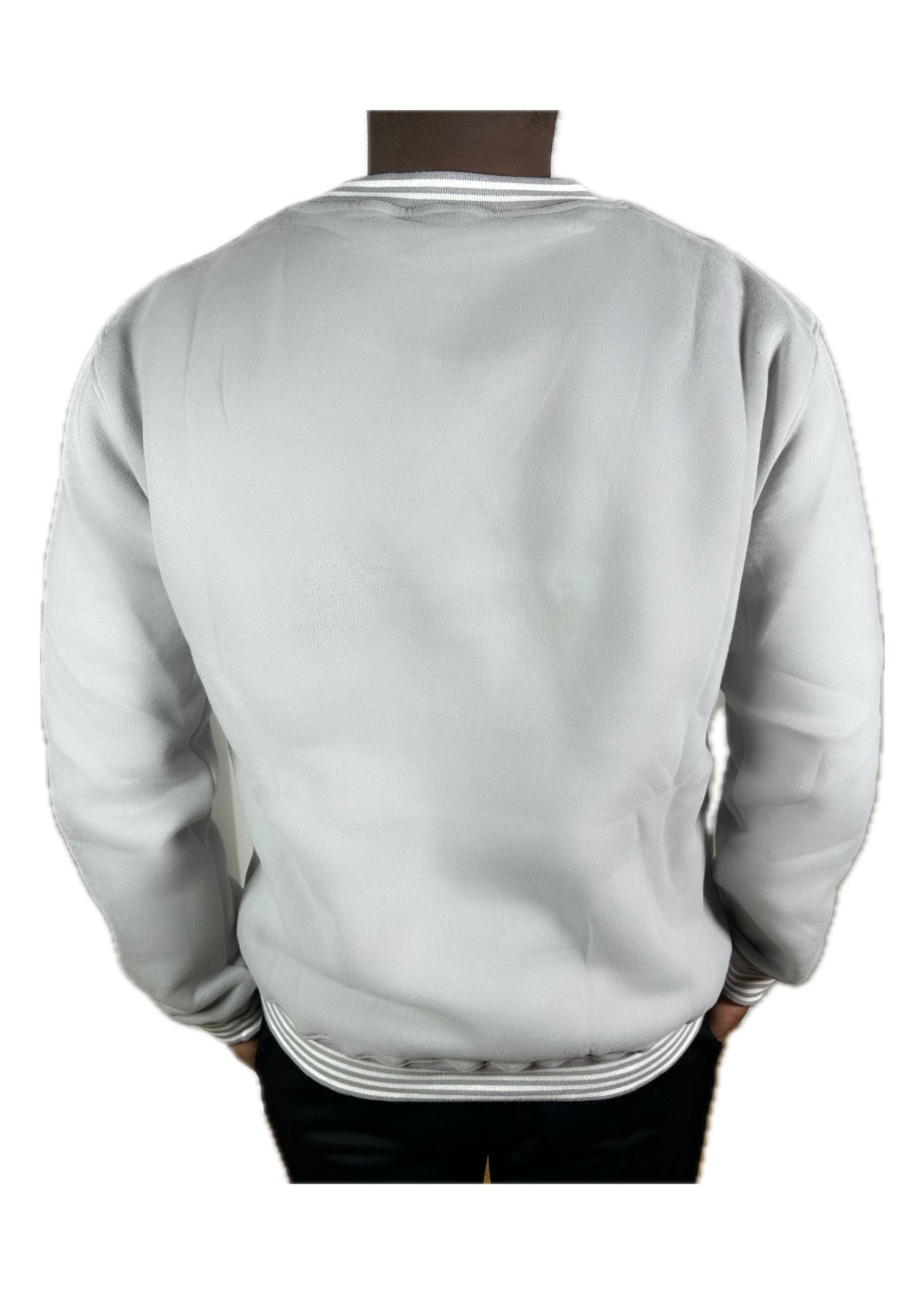 Clearance (Final Sale) Embossed Striped Crewneck: Eye Am Gray (2XL & 3XL only)