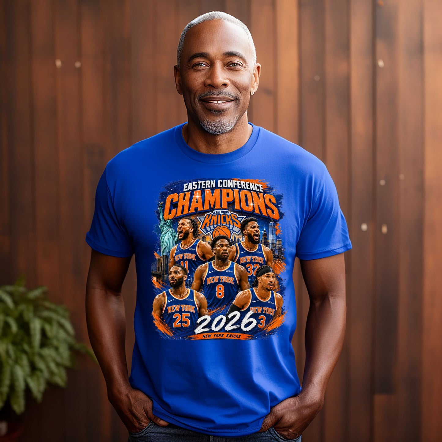 T-shirt: New York Knicks Eastern Conference Champs (Team in Blue Shirts)