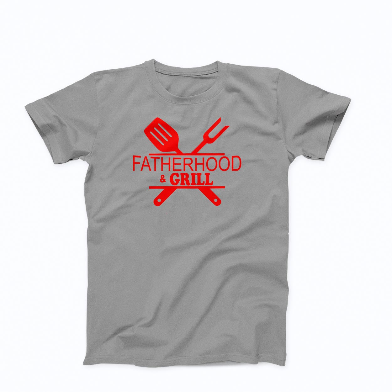Clearance (Final Sale): T-Shirt: Fatherhood & Grill (Red Letters)
