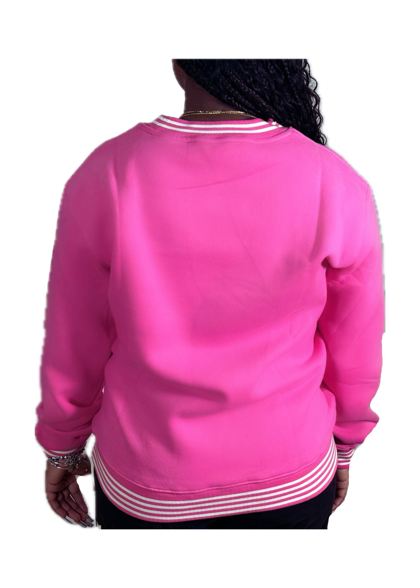 Clearance (Final Sale) Embossed Striped Crewneck: Eye Am Pink (3XL only)