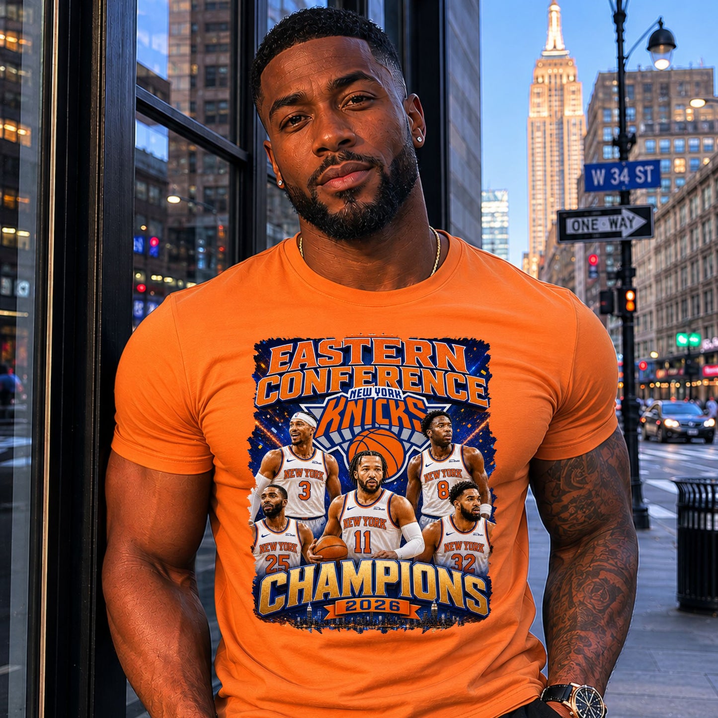 T-shirt: New York Knicks Eastern Conference Champs (Team in White Shirts)