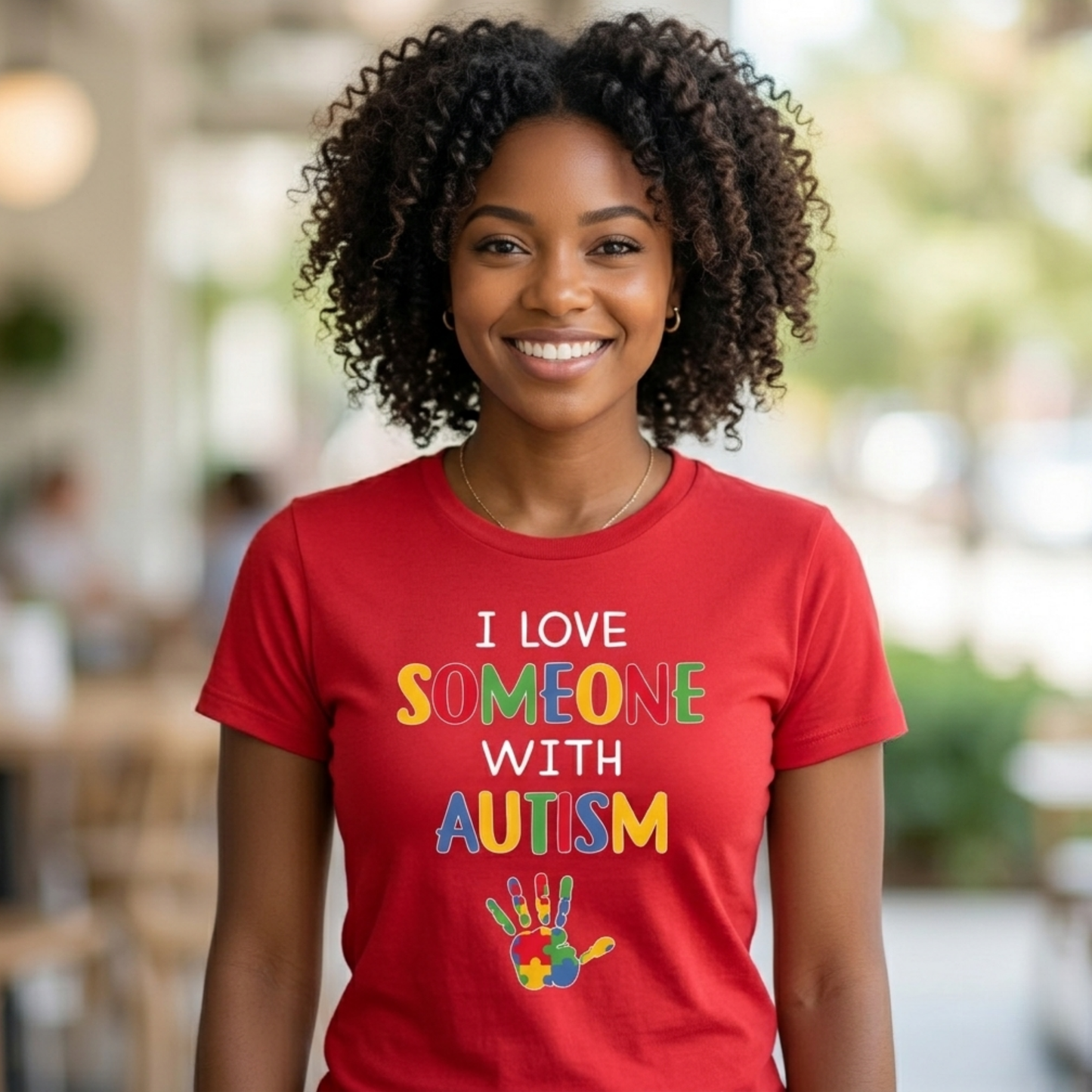 T-shirt:  I Love Someone With Autism (with Hand)