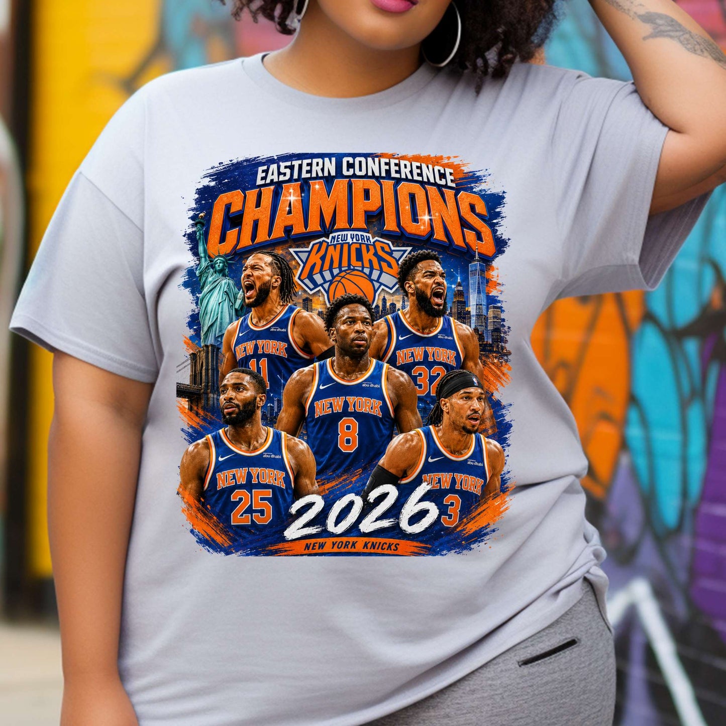 T-shirt: New York Knicks Eastern Conference Champs (Team in Blue Shirts)