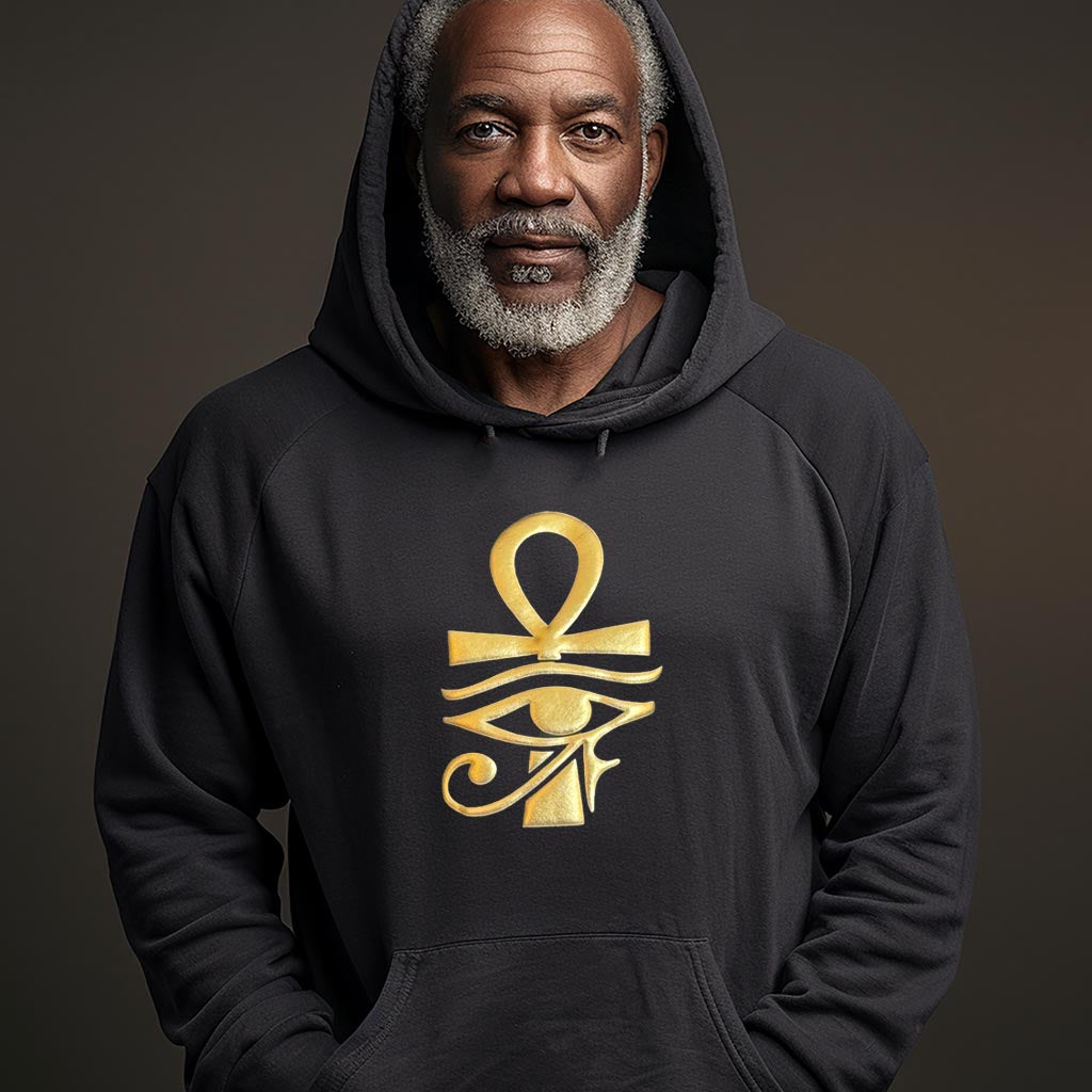 (Hoodie) Eye Am Ankh (Gold Puff)