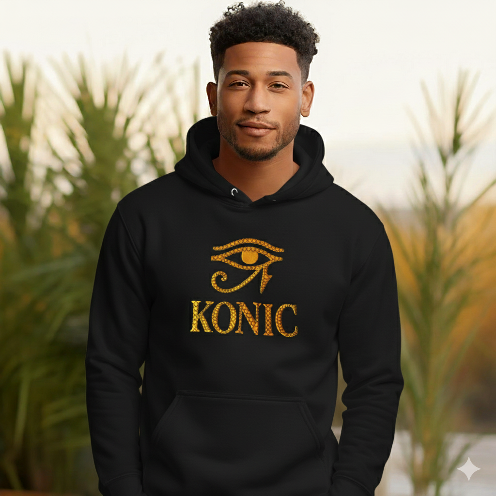 (Hoodie) NEW - Eye Over Konic (3D Gold with black thread)