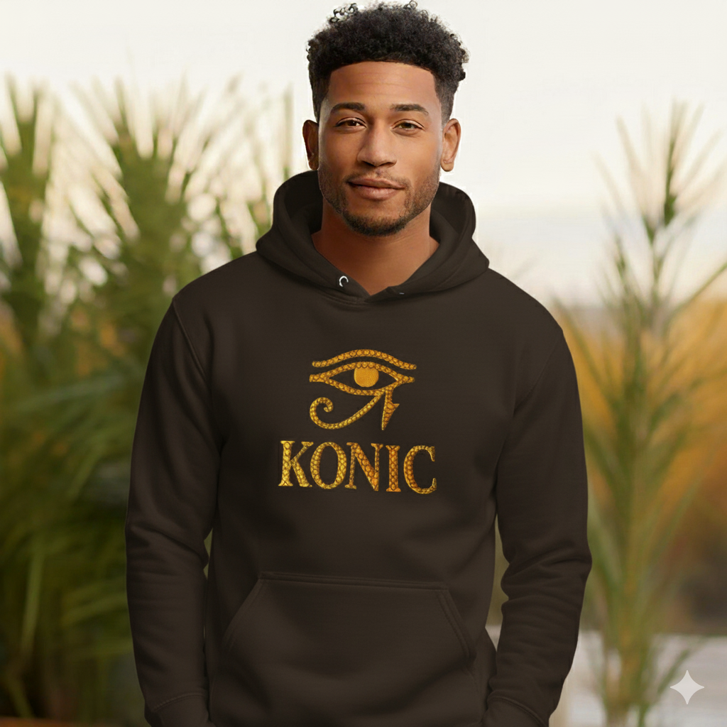 (Hoodie) NEW - Eye Over Konic (3D Gold with black thread)