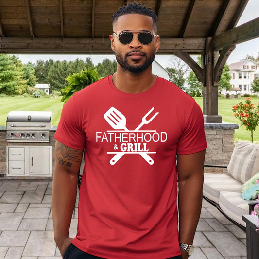 T-Shirt:   Fatherhood & Grill (White Letters)