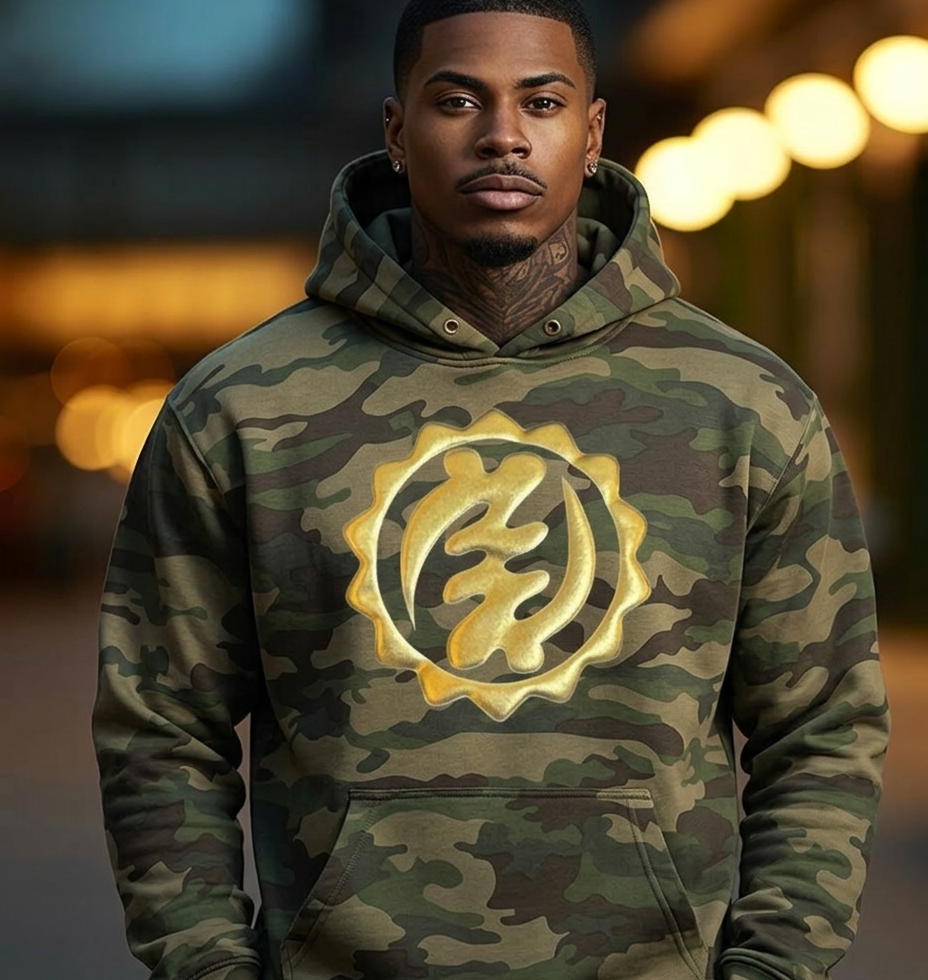 (Hoodie) African God Symbol (Gold Puff)