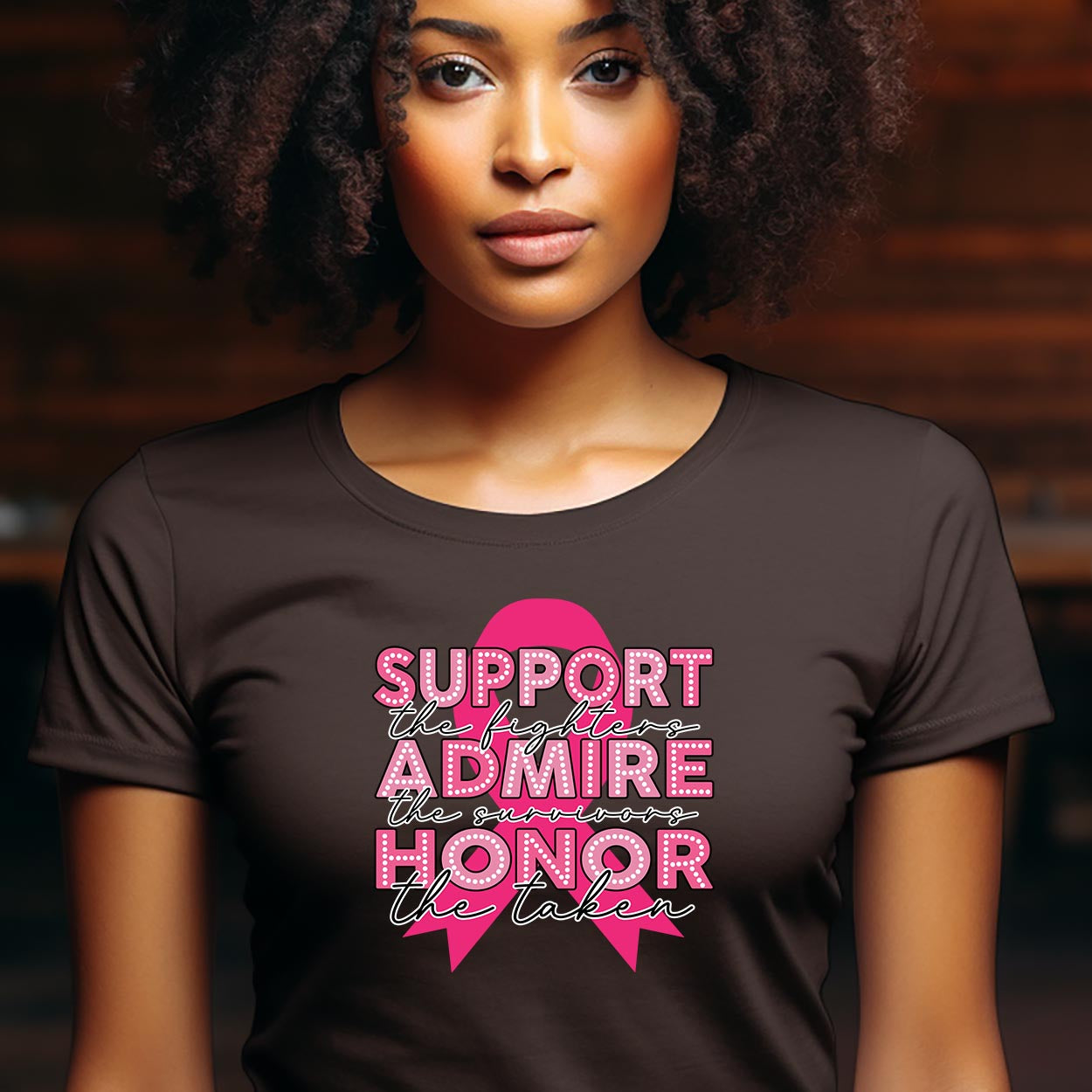 Clearance (Final Sale):  T-shirt:  Support, Admire and Honor (Breast Cancer Awareness)