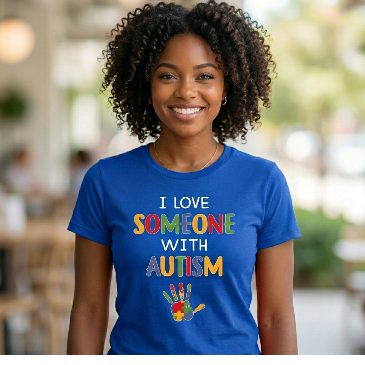 T-shirt:  I Love Someone With Autism (with Hand)