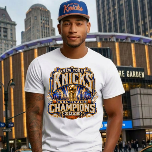 T-shirt: New York Knicks Champs 2026 (Trophy Faux)