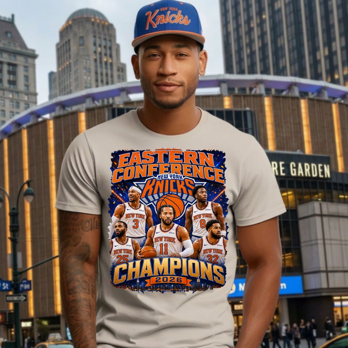 T-shirt: New York Knicks Eastern Conference Champs (Team in White Shirts)