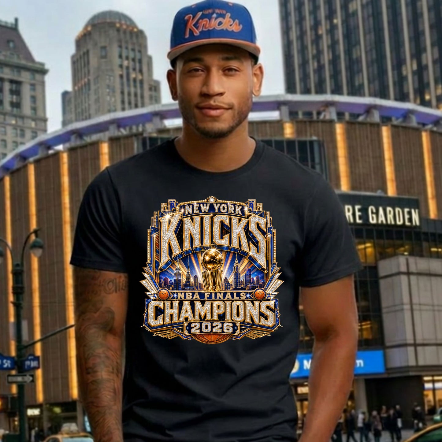 T-shirt: New York Knicks Champs 2026 (Trophy Faux)