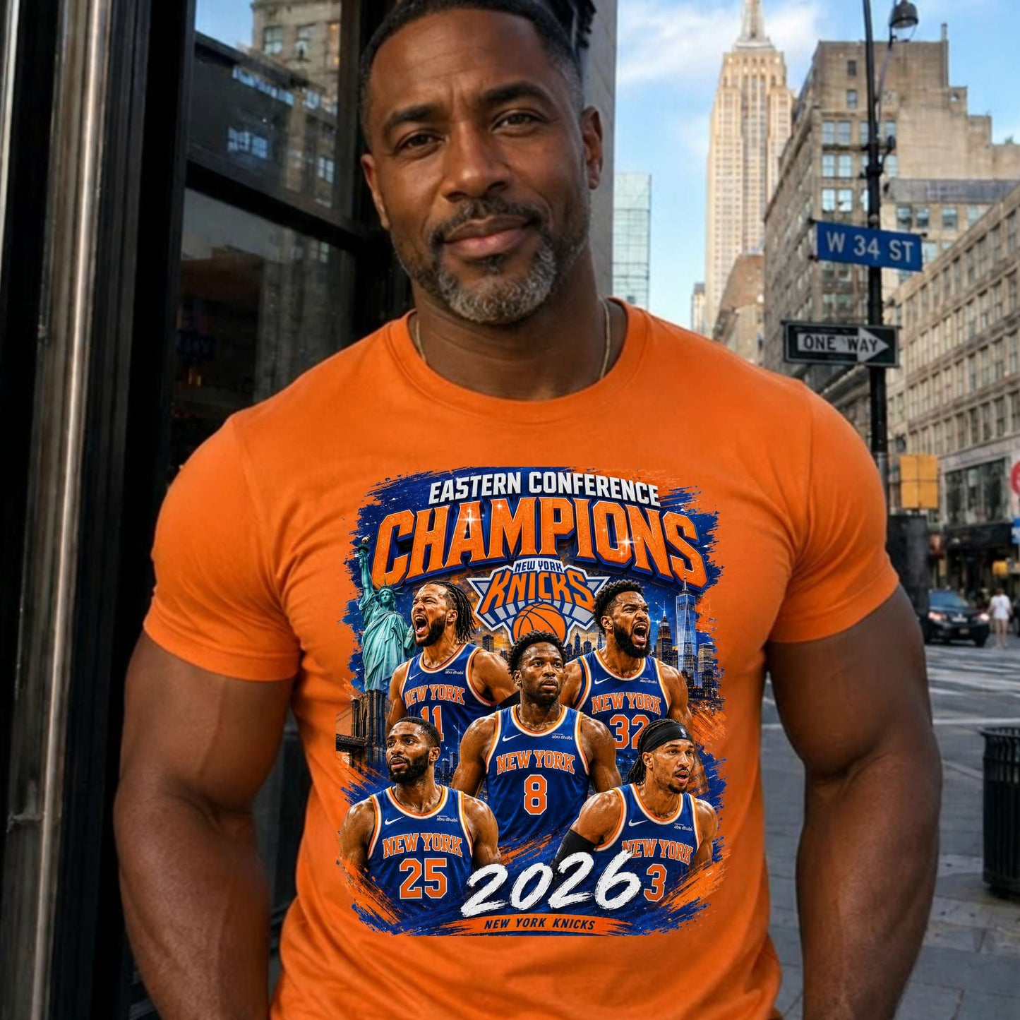 T-shirt: New York Knicks Eastern Conference Champs (Team in Blue Shirts)