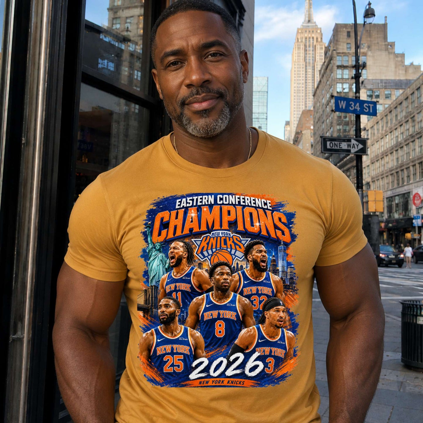 T-shirt: New York Knicks Eastern Conference Champs (Team in Blue Shirts)