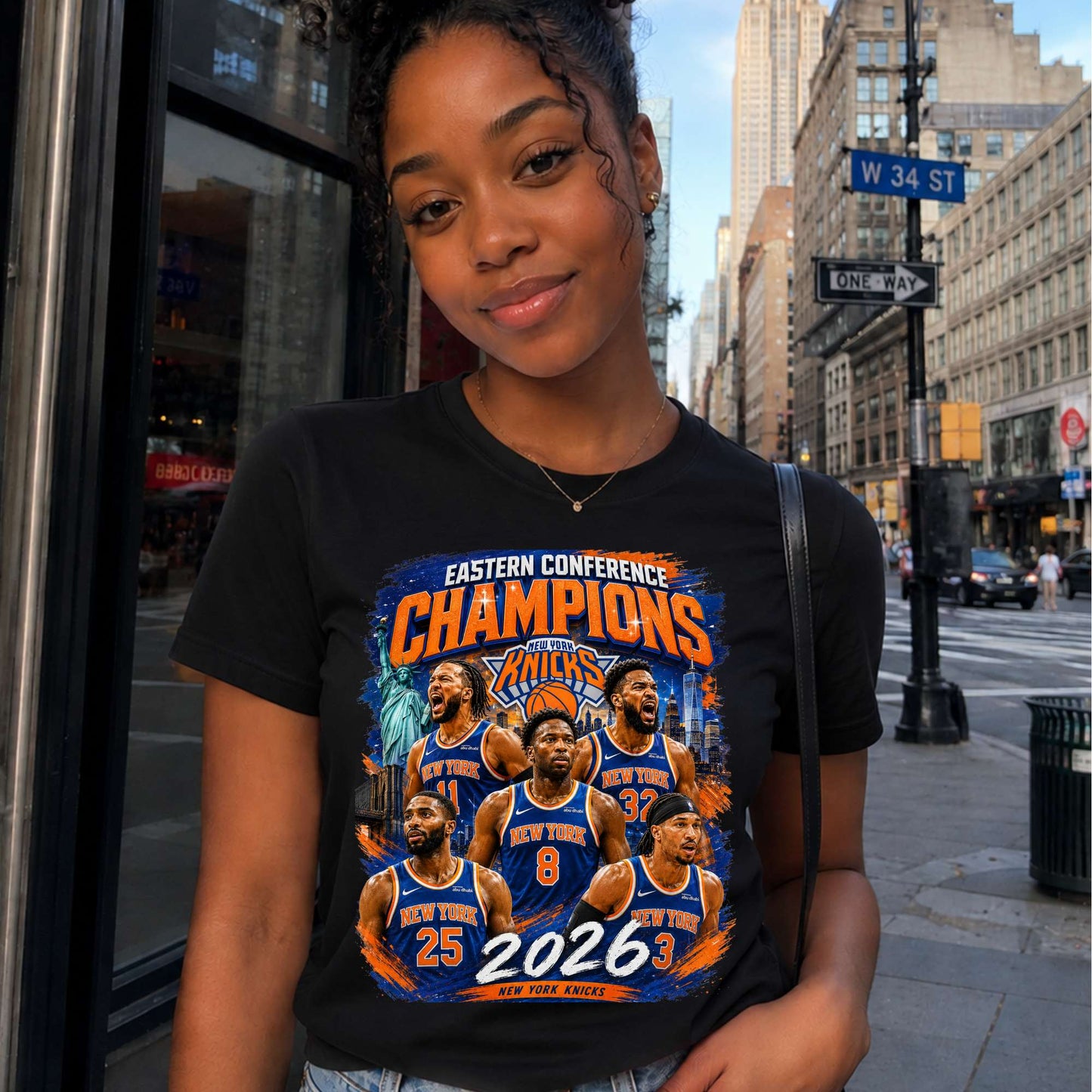 T-shirt: New York Knicks Eastern Conference Champs (Team in Blue Shirts)