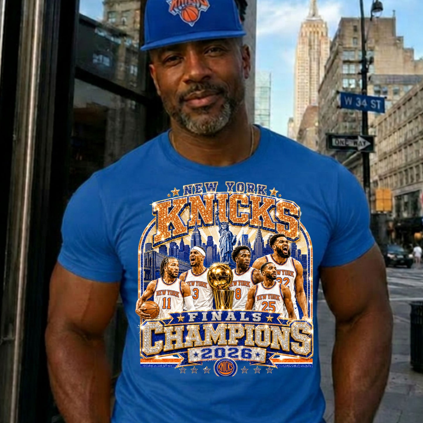T-shirt: New York Knicks Champs 2026 (Team & Trophy Faux)
