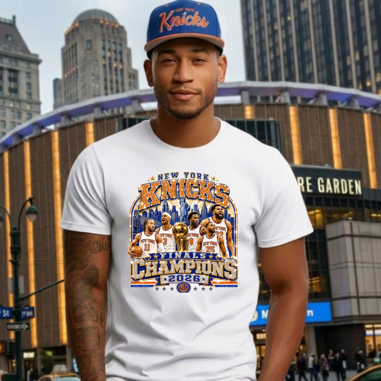 T-shirt: New York Knicks Champs 2026 (Team & Trophy Faux)